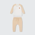 Bộ quần áo sơ sinh La Pomme dài tay cúc lệch kẹo ngọt bé con