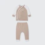 Bộ quần áo sơ sinh La Pomme dài tay cúc lệch ngỗng con