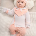 Bộ quần áo sơ sinh La Pomme dài tay cúc lệch phối màu