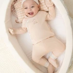 Bộ quần áo sơ sinh La Pomme dài tay cúc lệch phối viền