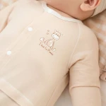 Bộ quần áo sơ sinh La Pomme dài tay cúc lệch phối viền