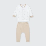 Bộ quần áo sơ sinh La Pomme dài tay cúc thẳng kẹo ngọt bé con