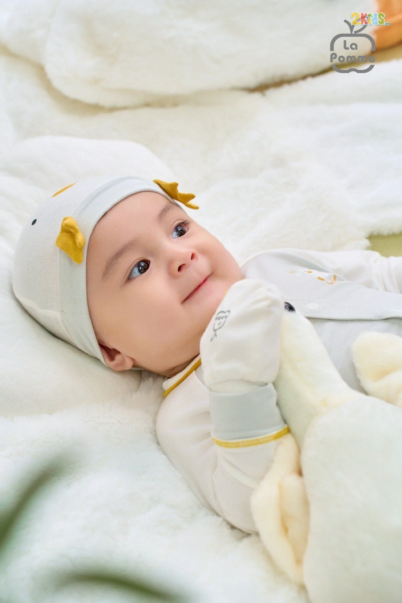 Bộ quần áo sơ sinh La Pomme dài tay cúc thẳng ngỗng con