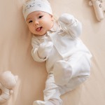 Bộ quần áo sơ sinh La Pomme dài tay mèo con trắng phối màu