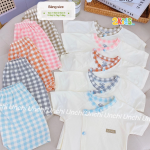 Combo 3 Bộ Quần Áo Sơ Sinh Unchi Cộc Tay Cúc Lệch Kẻ Caro