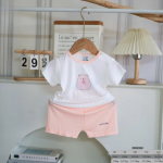 Bộ Quần Áo Sơ Sinh Unchi Cộc Tay Trắng Phối Màu Họa Tiết