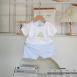 Bộ Quần Áo Sơ Sinh Unchi Cộc Tay Trắng Phối Màu Họa Tiết