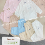 Combo 3 Bộ Quần Áo Sơ Sinh Unchi Dài Tay Cài Lệch Màu Dễ Thương