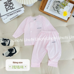 Combo 3 Bộ Quần Áo Sơ Sinh Unchi Dài Tay Cài Lệch Màu Dễ Thương