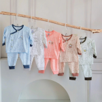 Combo 3 Bộ Quần Áo Sơ Sinh Unchi Dài Tay Sợi Tre In Hoạ Tiết