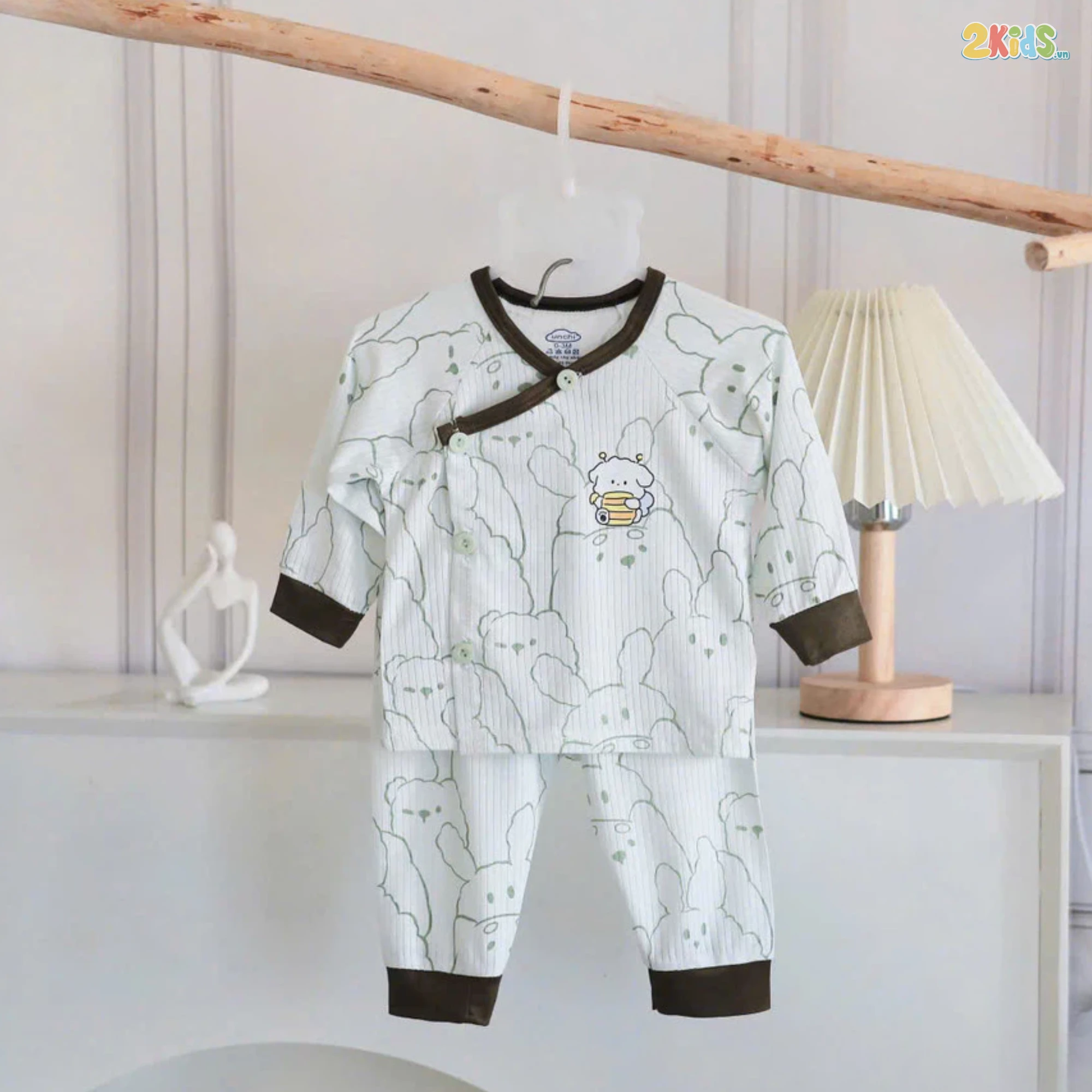 Combo 3 Bộ Quần Áo Sơ Sinh Unchi Dài Tay Sợi Tre In Hoạ Tiết