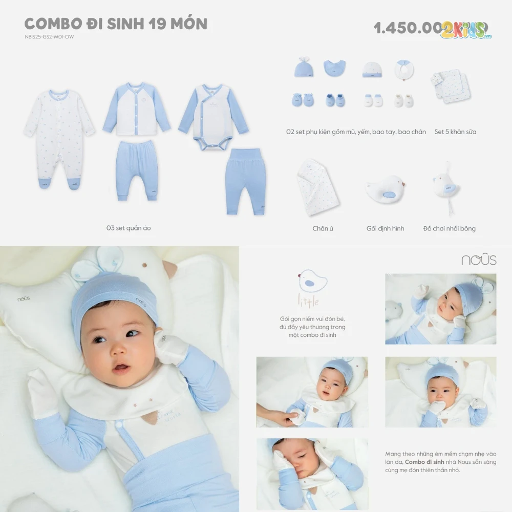 Combo đi sinh Nous 19 món màu trắng phối xanh