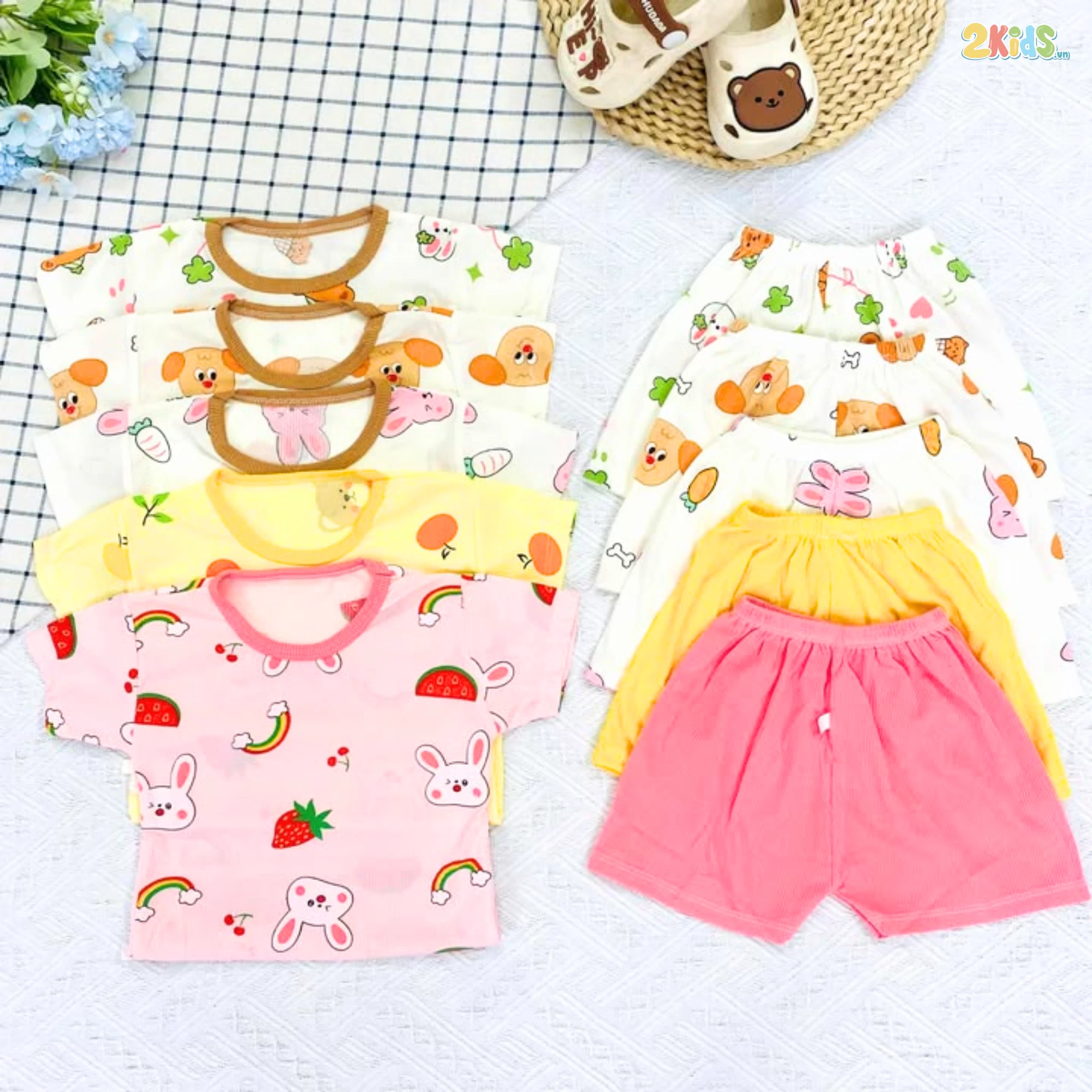 Combo 5 bộ cộc tay tăm lạnh cho bé họa tiết đáng yêu