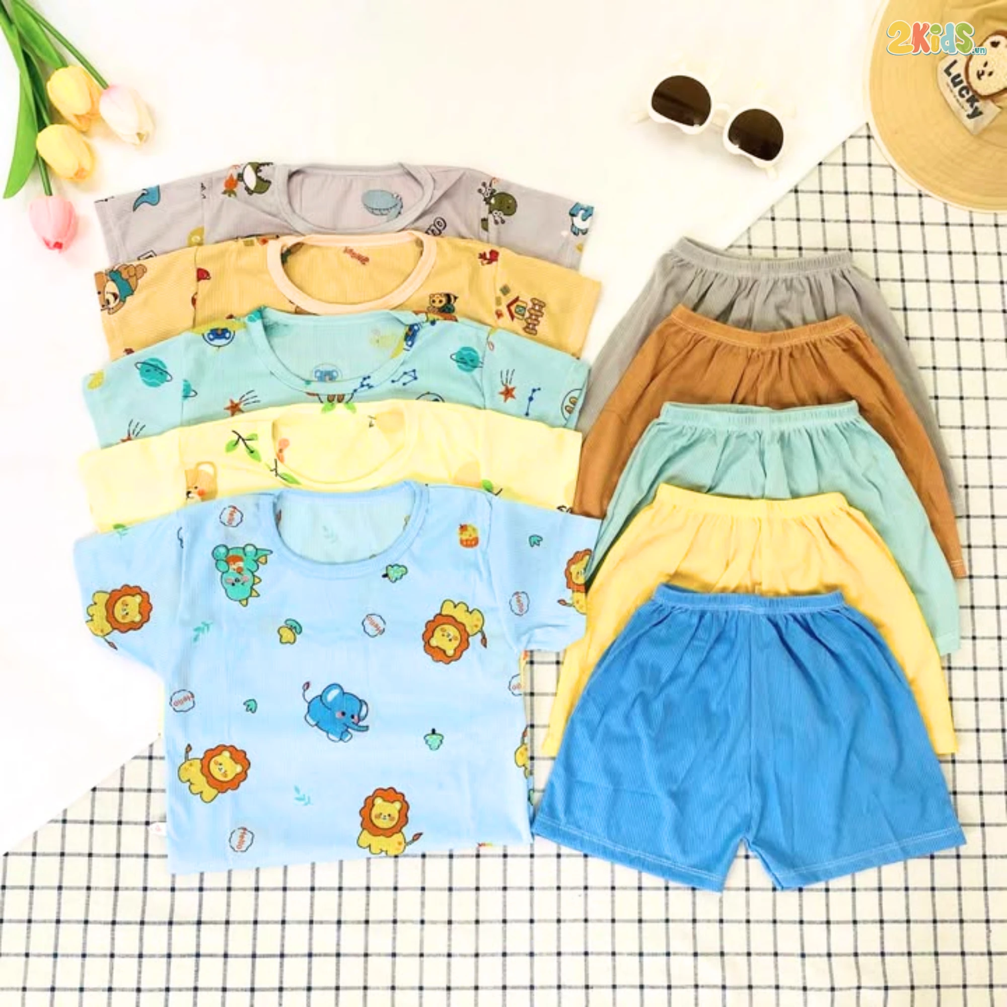 Combo 5 bộ cộc tay tăm lạnh cho bé họa tiết đáng yêu