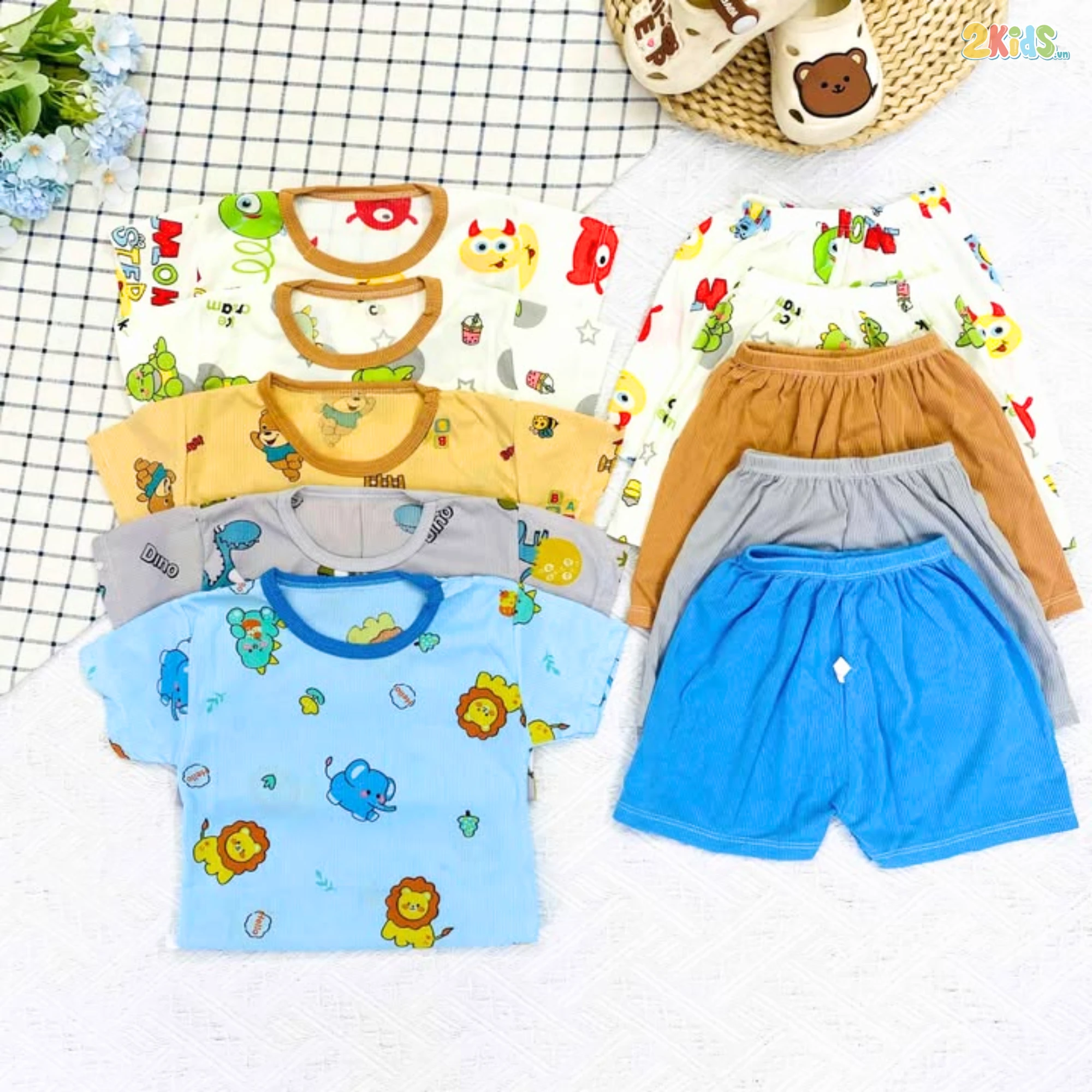 Combo 5 bộ cộc tay tăm lạnh cho bé họa tiết đáng yêu