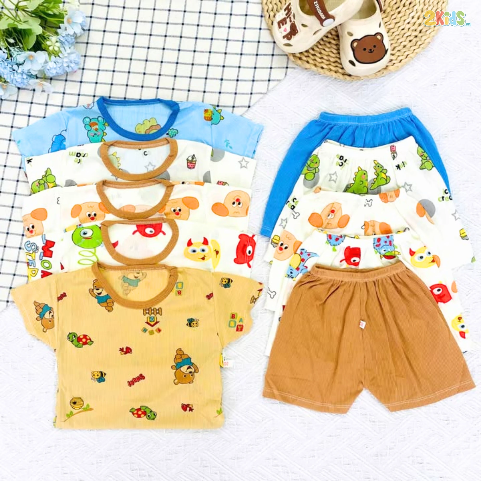 Combo 5 bộ cộc tay tăm lạnh cho bé họa tiết đáng yêu