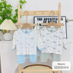 Combo 3 Bộ Quần Áo Sơ Sinh Unchi Dài Tay Cúc Giữa Trắng In Hình