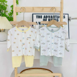 Combo 3 Bộ Quần Áo Sơ Sinh Unchi Dài Tay Cúc Giữa Trắng In Hình