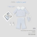 Set quà tặng sơ sinh 4 chi tiết Nous màu xanh in thêu trang trí