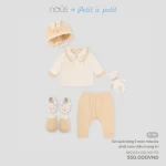 Set quà tặng sơ sinh 5 chi tiết Nous màu cam in thêu dễ thương