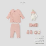 Set quà tặng sơ sinh 5 chi tiết Nous phối màu hồng