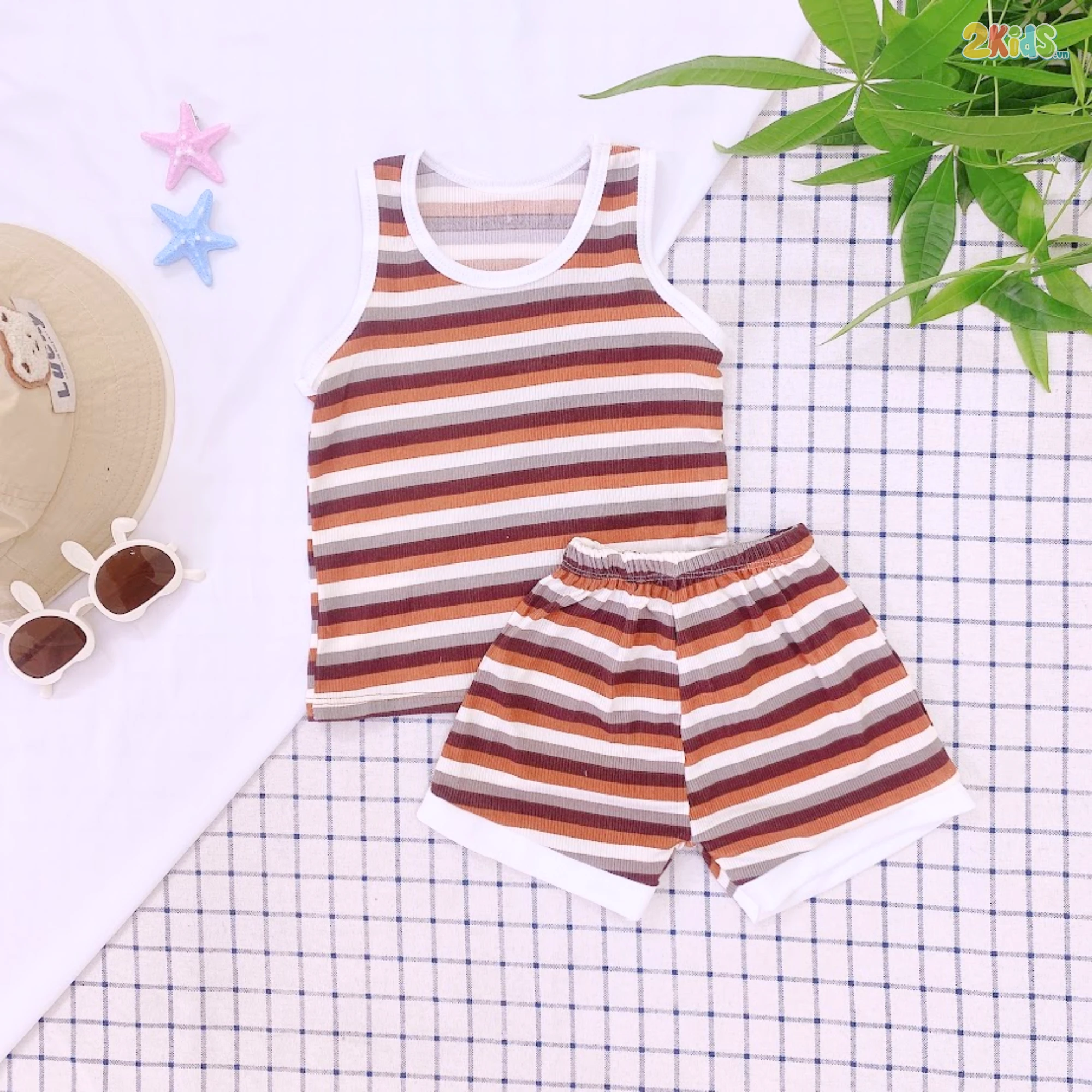 Bộ Quần Áo Sơ Sinh Unchi Ba Lỗ Thun Tăm