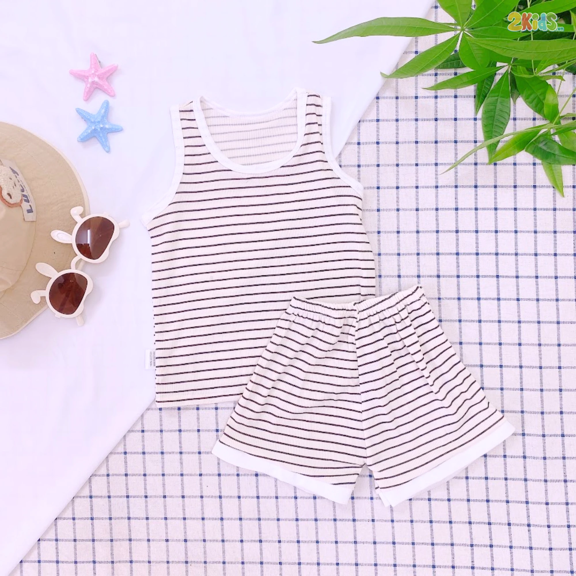 Bộ Quần Áo Sơ Sinh Unchi Ba Lỗ Thun Tăm