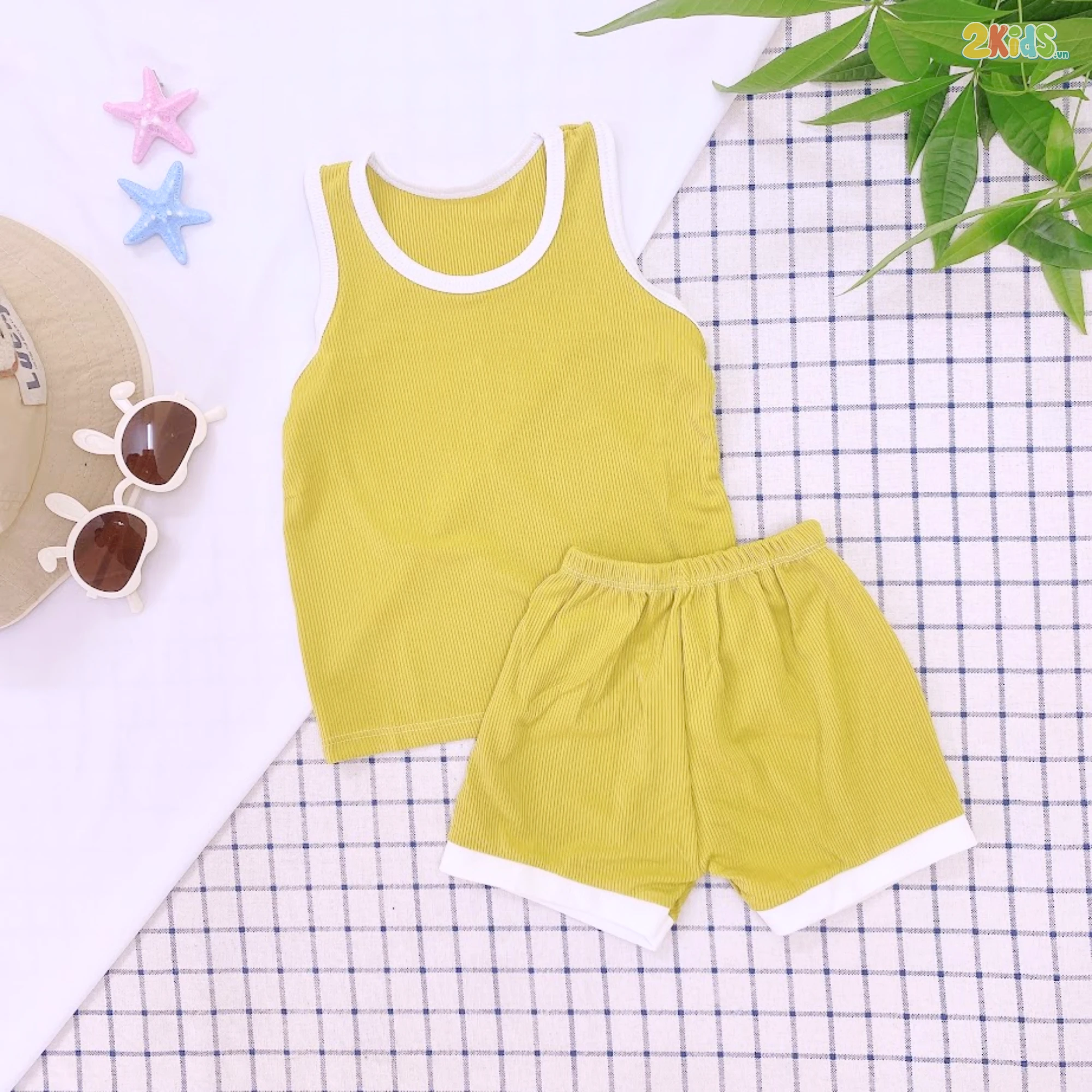 Bộ Quần Áo Sơ Sinh Unchi Ba Lỗ Thun Tăm