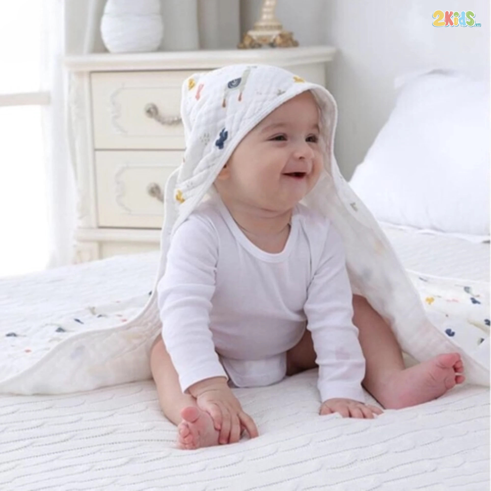 Chăn xô sợi tre muslin có mũ