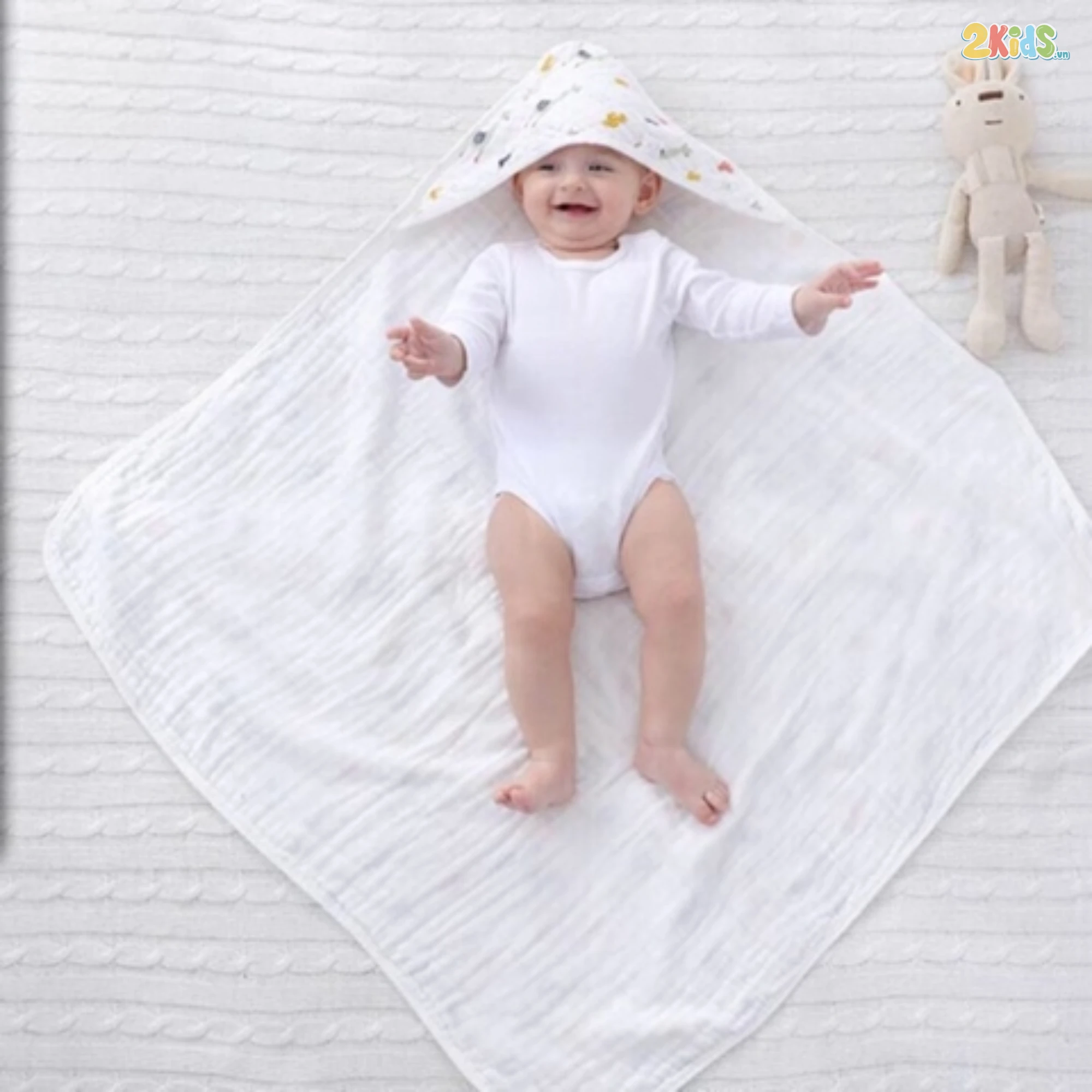 Chăn xô sợi tre muslin có mũ