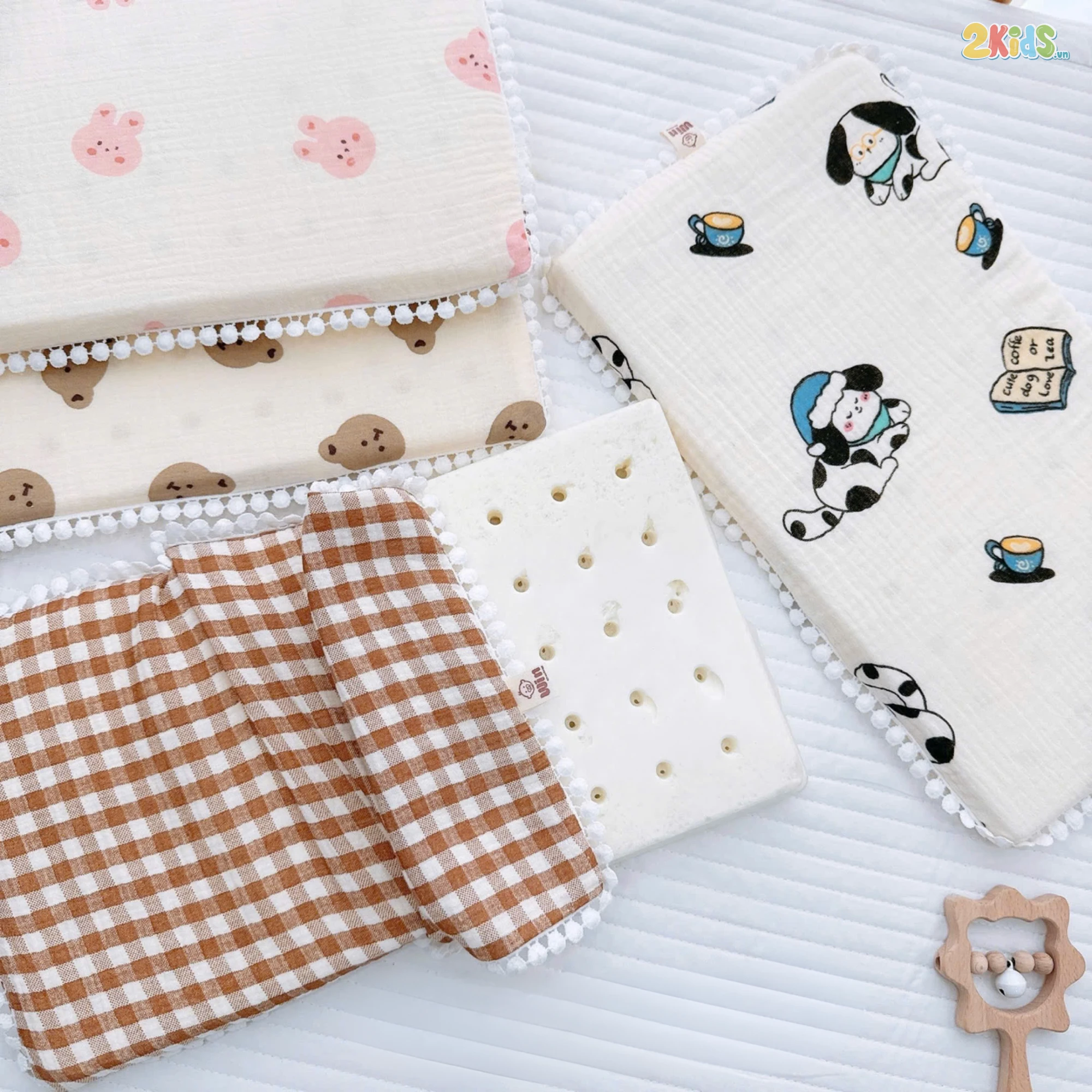 Gối cao su non Win viền ren