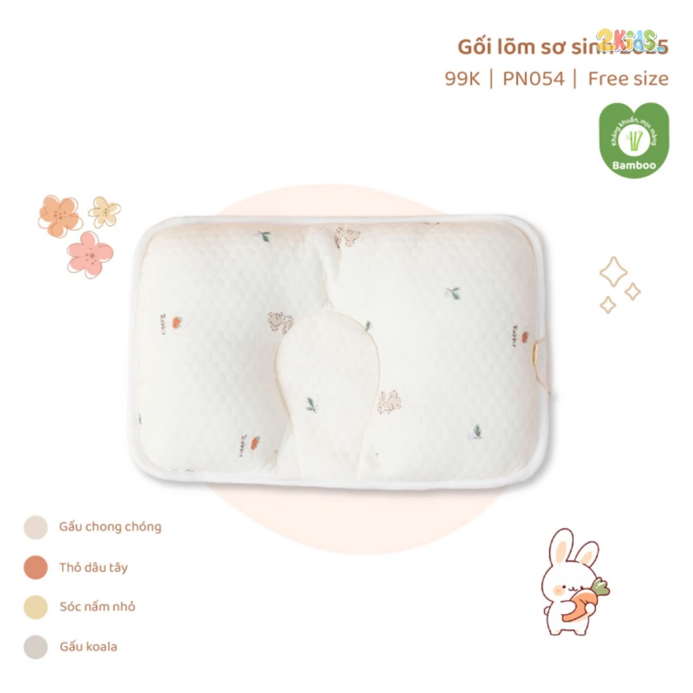 Gối lõm chống bẹp đầu sơ sinh Unbee bamboo trần bông