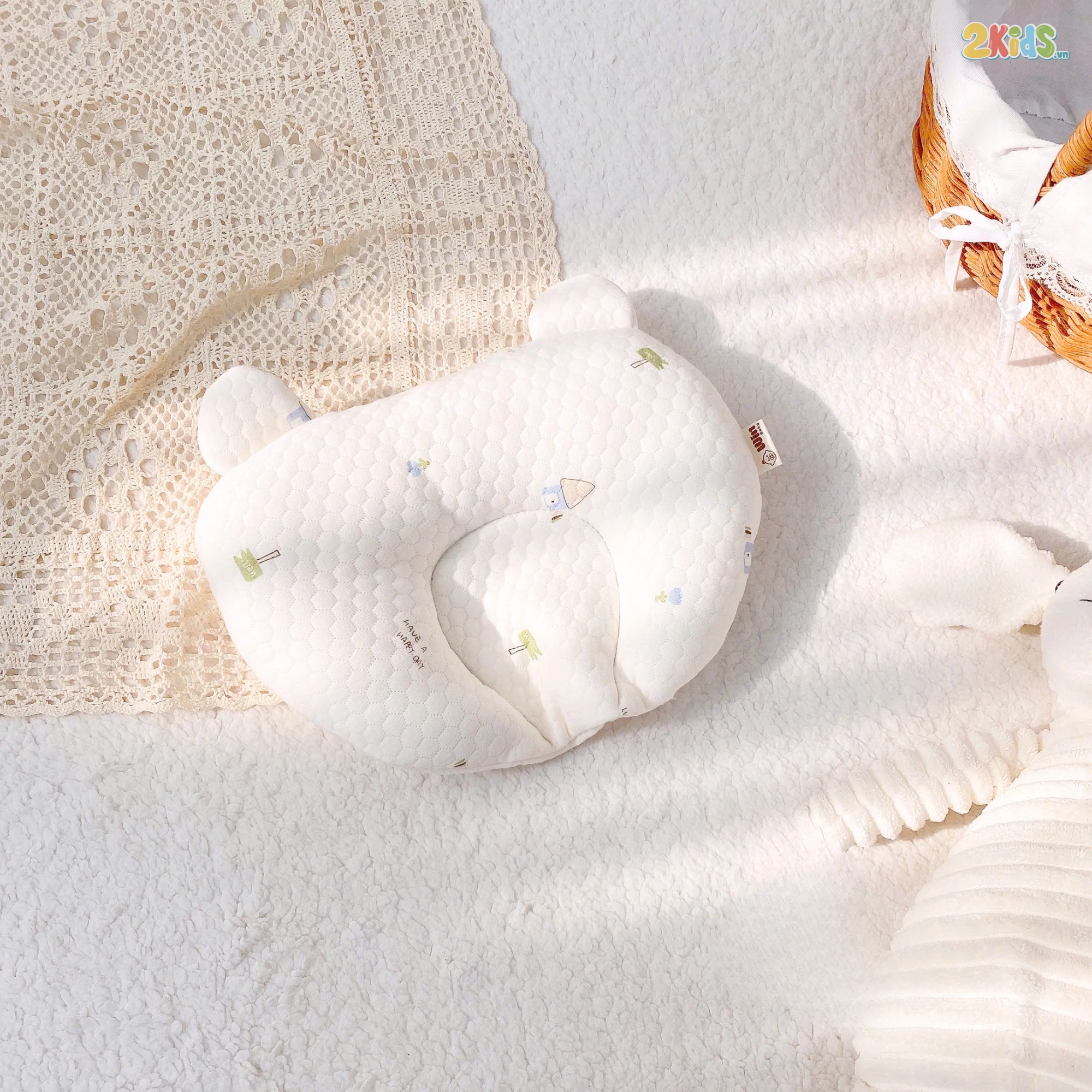 Gối lõm sơ sinh Win trần bông