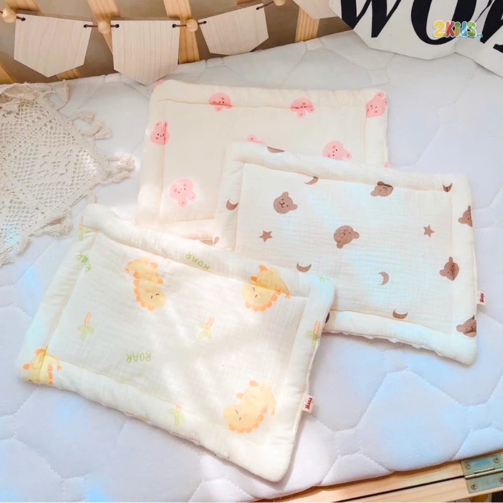 Gối sơ sinh chữ nhật vải xô mịn