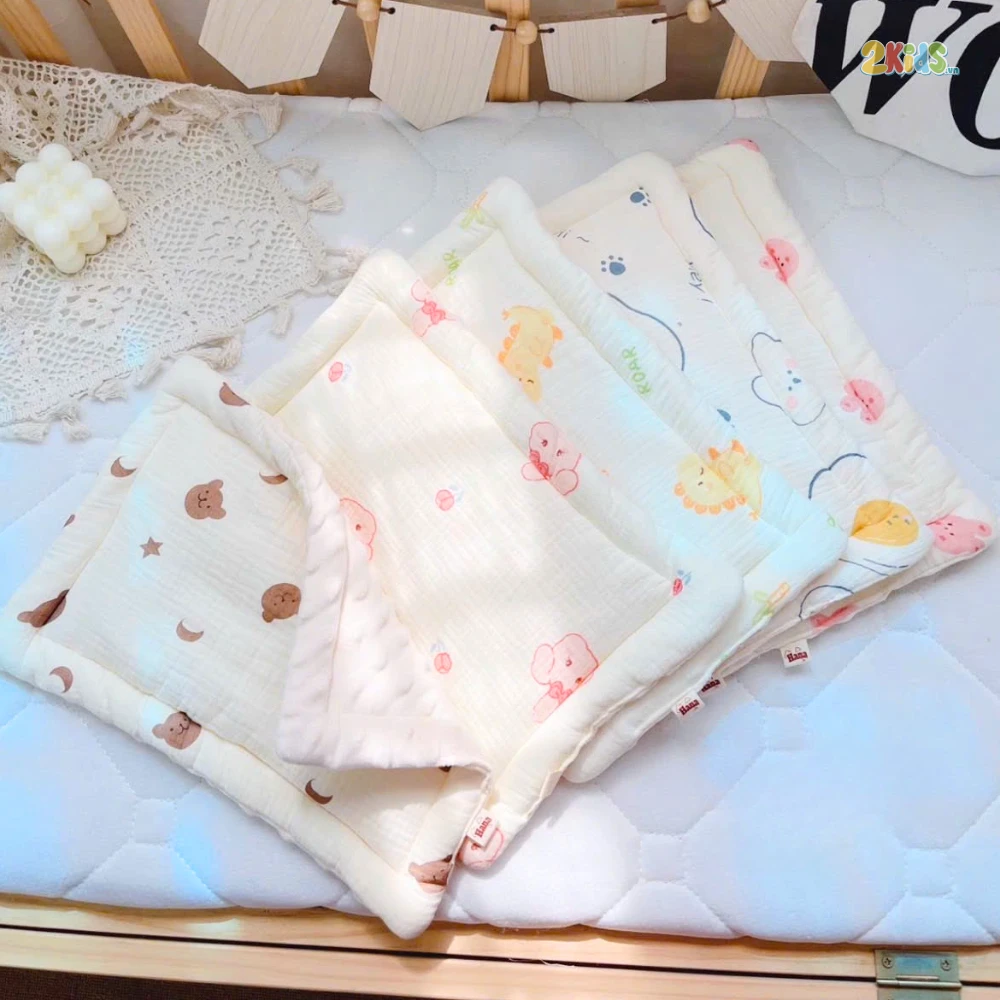 Gối sơ sinh chữ nhật vải xô mịn