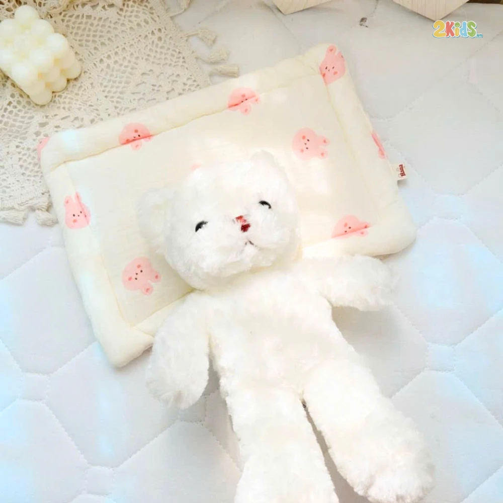 Gối sơ sinh chữ nhật vải xô mịn