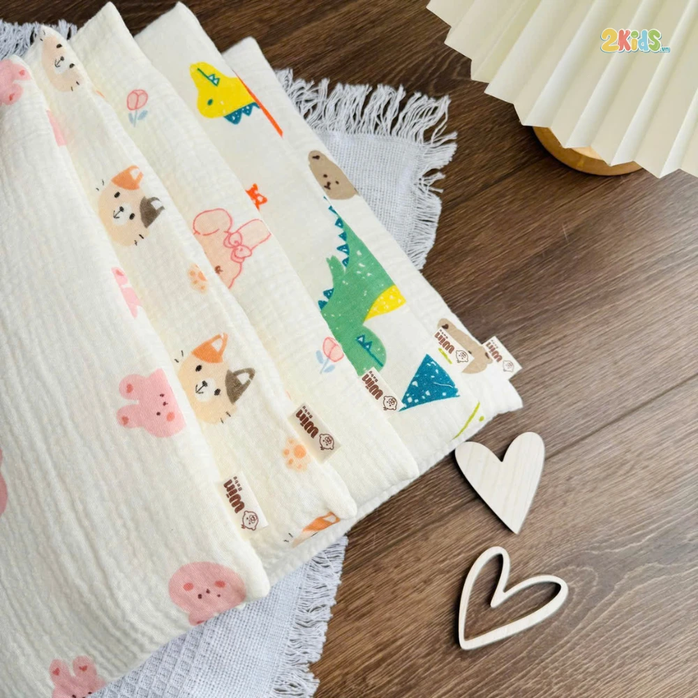 Gối sơ sinh Win tai gấu xô Muslin