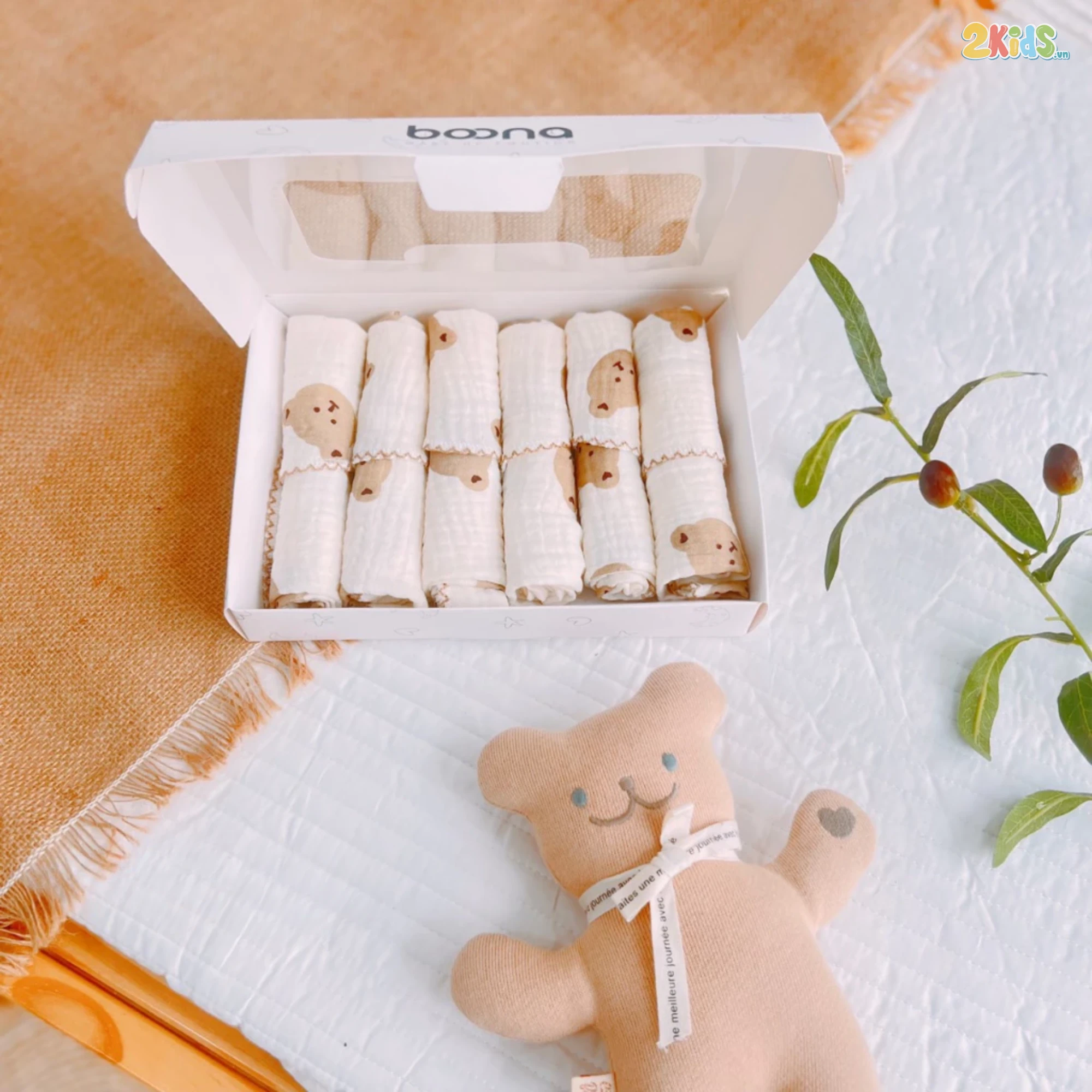 Khăn sữa xô Muslin Boona (Hộp 6 chiếc)