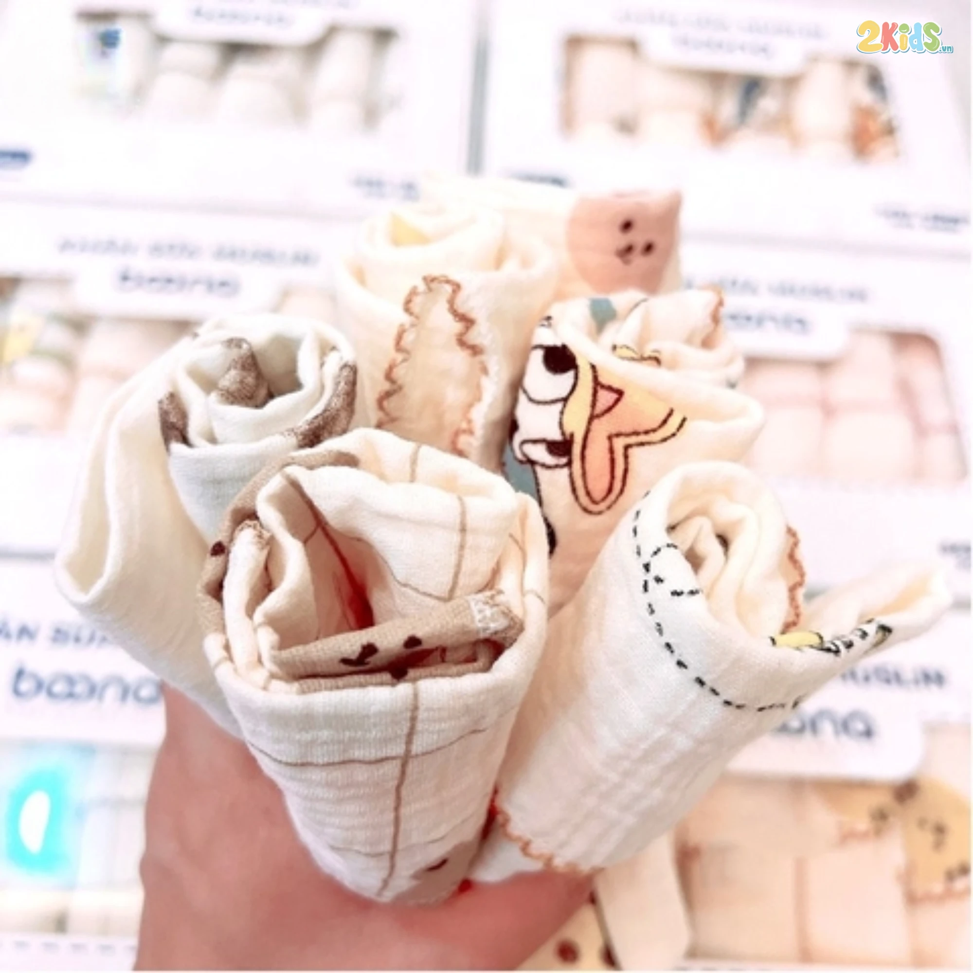 Khăn sữa xô Muslin Boona (Hộp 6 chiếc)