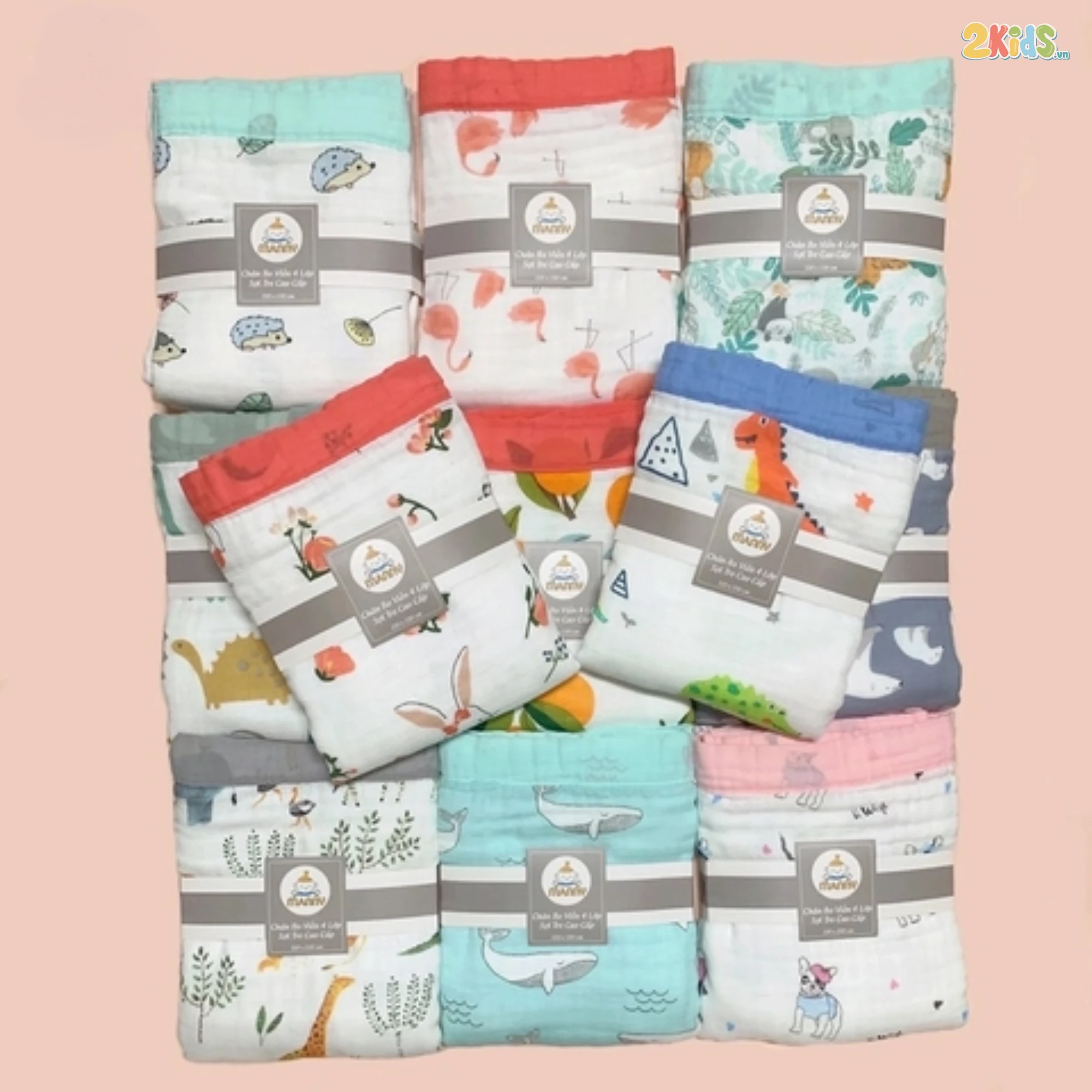 Khăn tắm sợi tre Manny 4 lớp bo viền