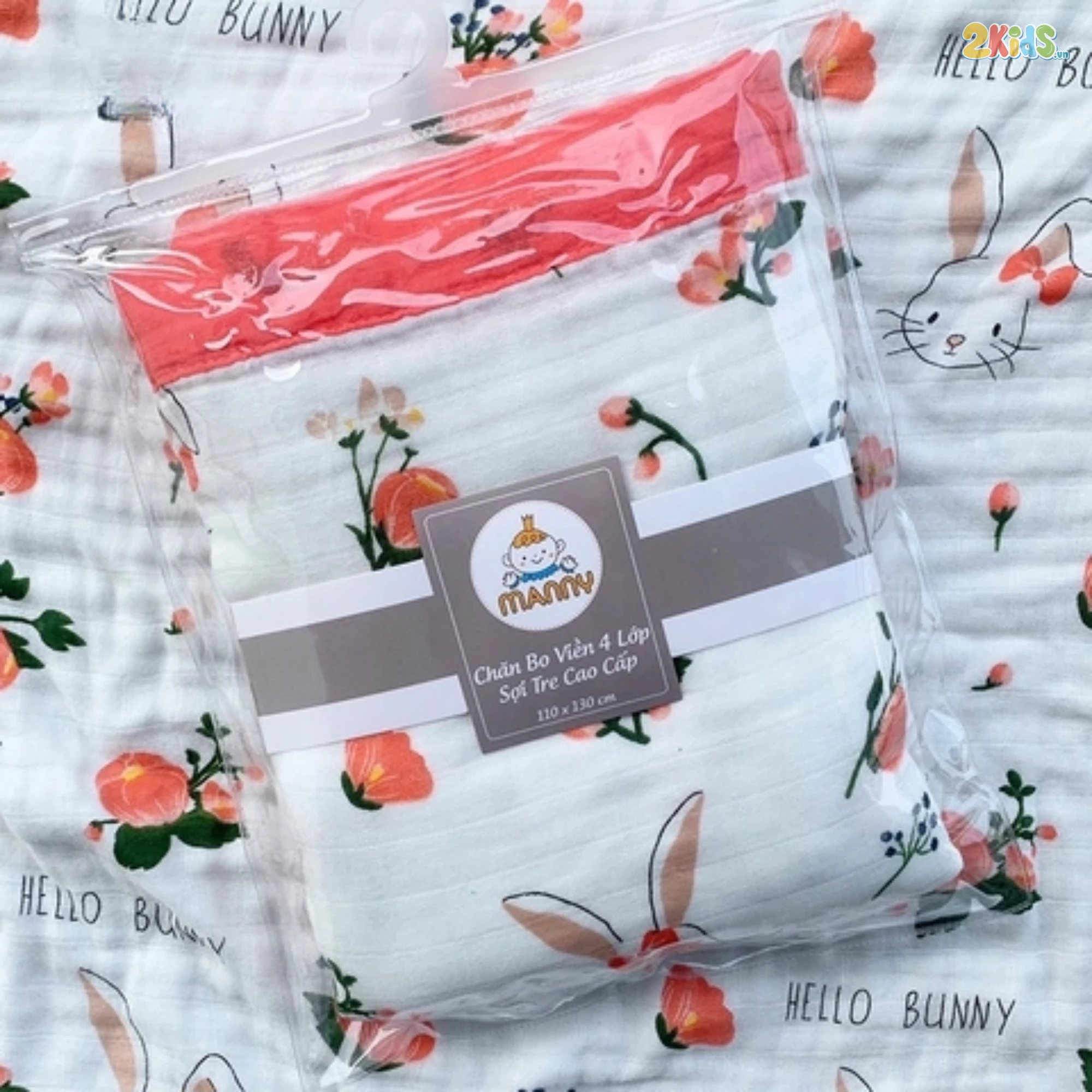 Khăn tắm sợi tre Manny 4 lớp bo viền