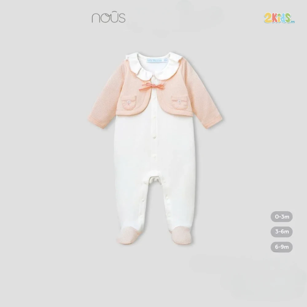 Bộ body sơ sinh NOUS dài tay có tất và áo vest
