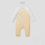 Bộ body sơ sinh Nous dài tay buộc dây màu vàng - trắng