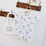 Bộ body sơ sinh cộc trắng in hình