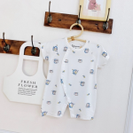 Bộ body sơ sinh cộc trắng in hình