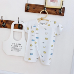 Bộ body sơ sinh cộc trắng in hình