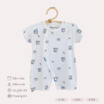 Bộ body sơ sinh cộc trắng in hình