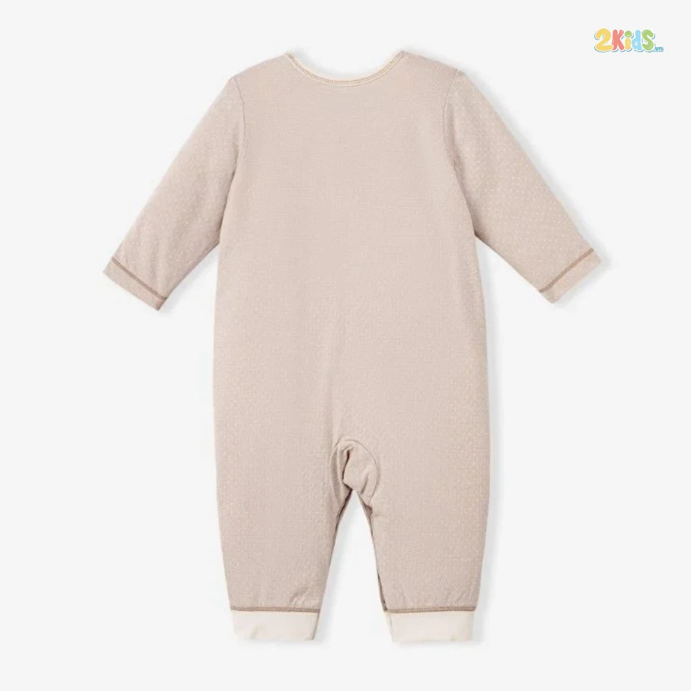 Bộ body sơ sinh Nous dài tay màu hồng chấm bi