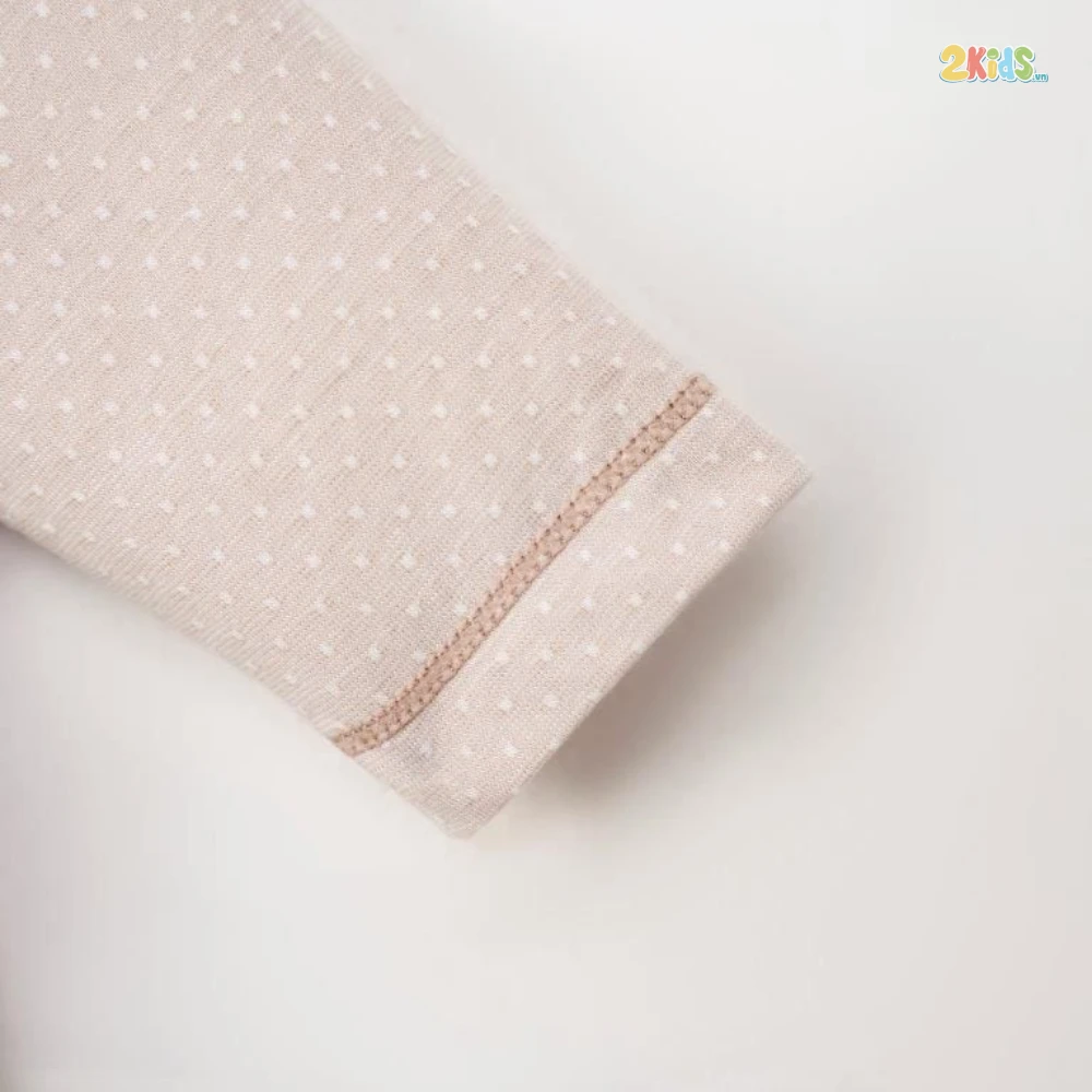 Bộ body sơ sinh Nous dài tay màu hồng chấm bi