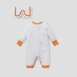 Bộ body sơ sinh Nous dài tay mix yếm in họa tiết